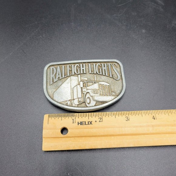 Vintage Raleigh Lights Metal Men's Belt Buckle  3"x2" 18W Truck - Picture 3 of 6